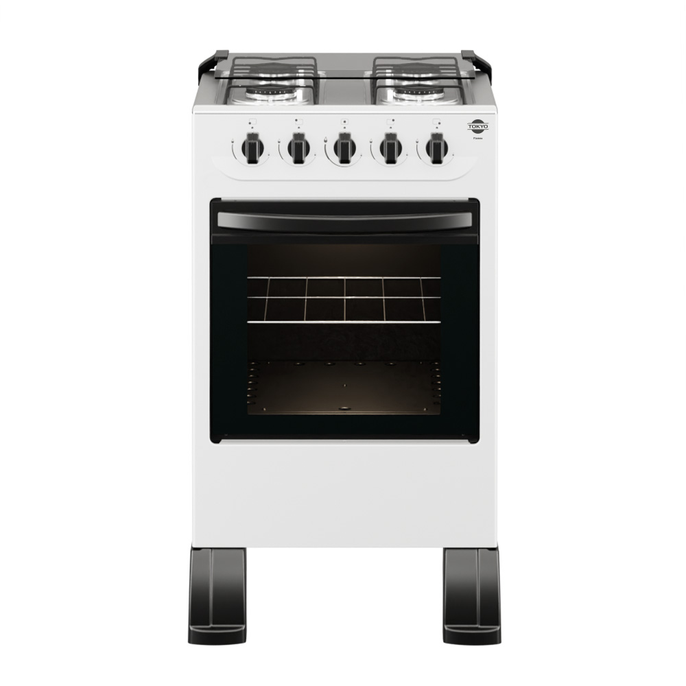 COCINA A GAS TOKYO FLAMEX BLANCO 4H MESA INOX TAPA DE VIDRIO HORNO LIMPIA FACIL