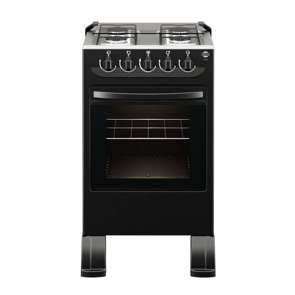 COCINA A GAS TOKYO FLAMEX NEGRO 4H MESA INOX TAPA DE VIDRIO HORNO LIMPIA FACIL