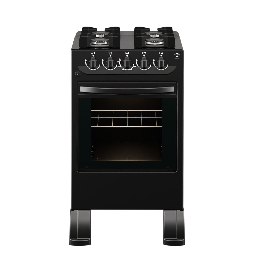 COCINA A GAS TOKYO FLAMEX GLASS PRO C/ENC NEGRO 4HHORNO LIMPIA FACIL