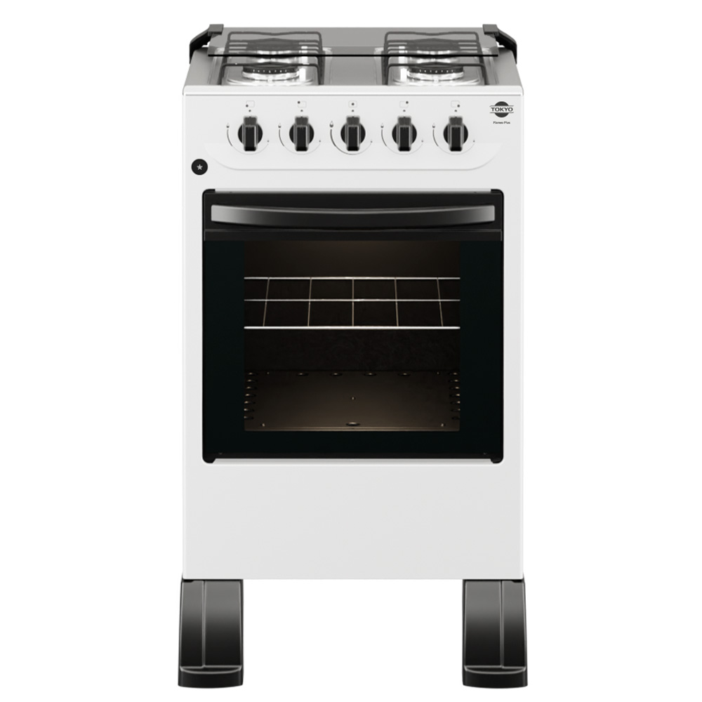 COCINA A GAS TOKYO FLAMEX PLUS BL C/ENC 4H MESA INOX TAPA DE VIDRIO HORNO LIMPIA