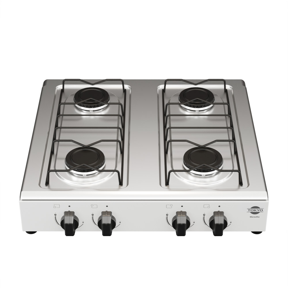 COCINA A GAS DE MESA TOKYO MARAVILHA 4H BLANCO MESADA INOX