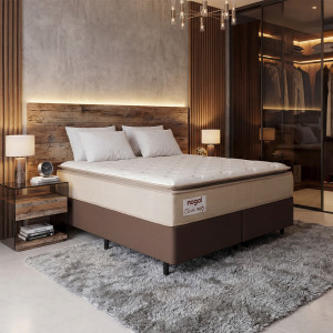 SOMMIER NOGAL CALMA QUEEN 158X198 COLOR MARRON/BEIGE